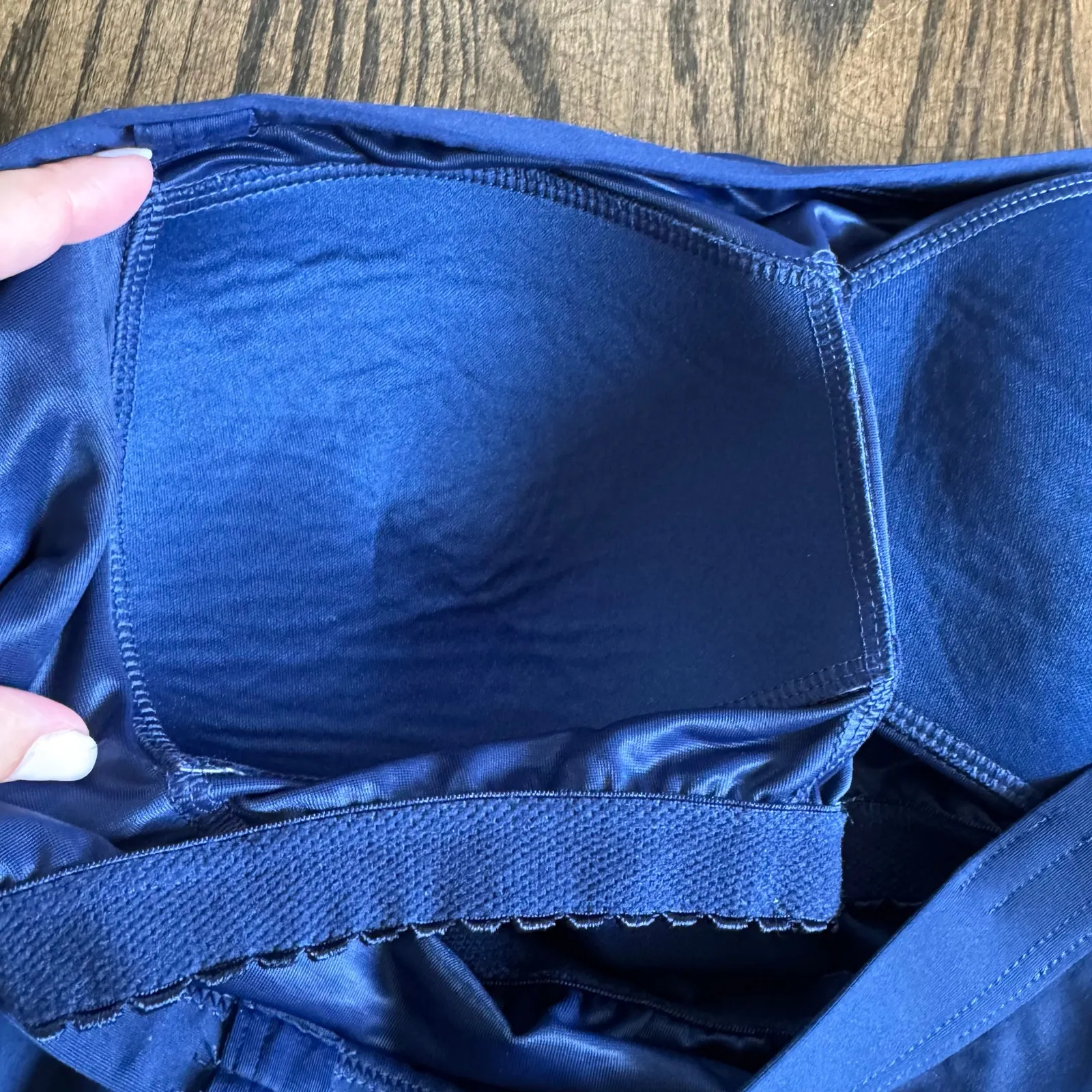 Lands End Womens Solid Navy Blue Strapless Tankini Swim Suit Top Plus Size 16W - Image 3