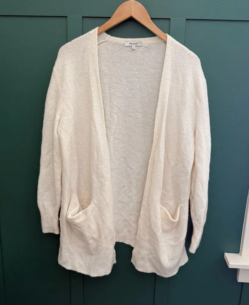 MADEWELL Cozy Short Walking Cardigan Antique Cream Wool-Alpaca Sweater - Image 3
