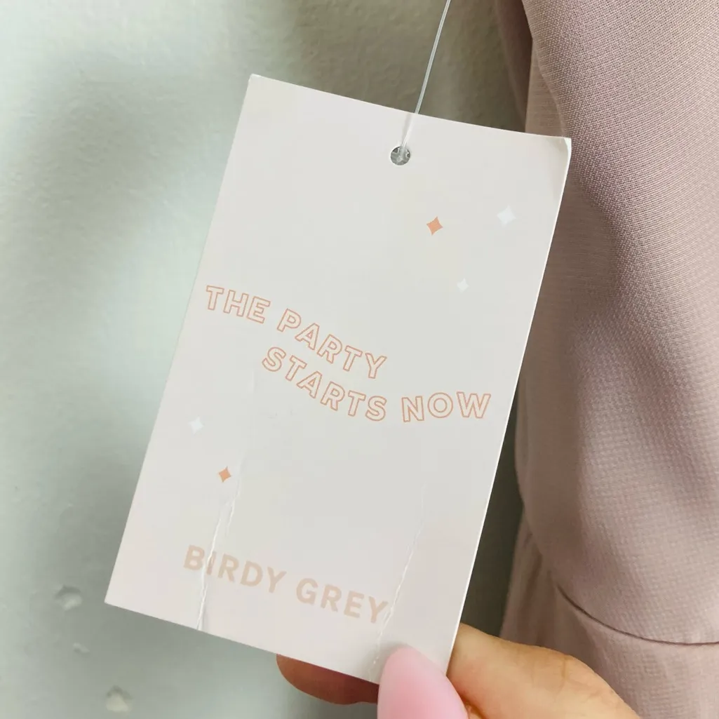 Birdy Grey “Kira” one shoulder dress in taupe chiffon. Maxi length. NWT. Small - Image 7