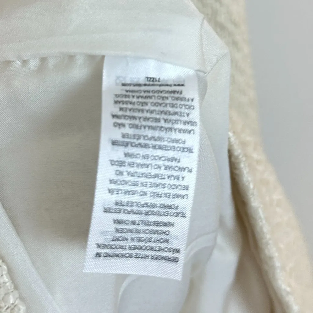 FRENCH CONNECTION Velvet Bow Short Sleeve Bouclé Minidress in Cream/ Black - Image 9