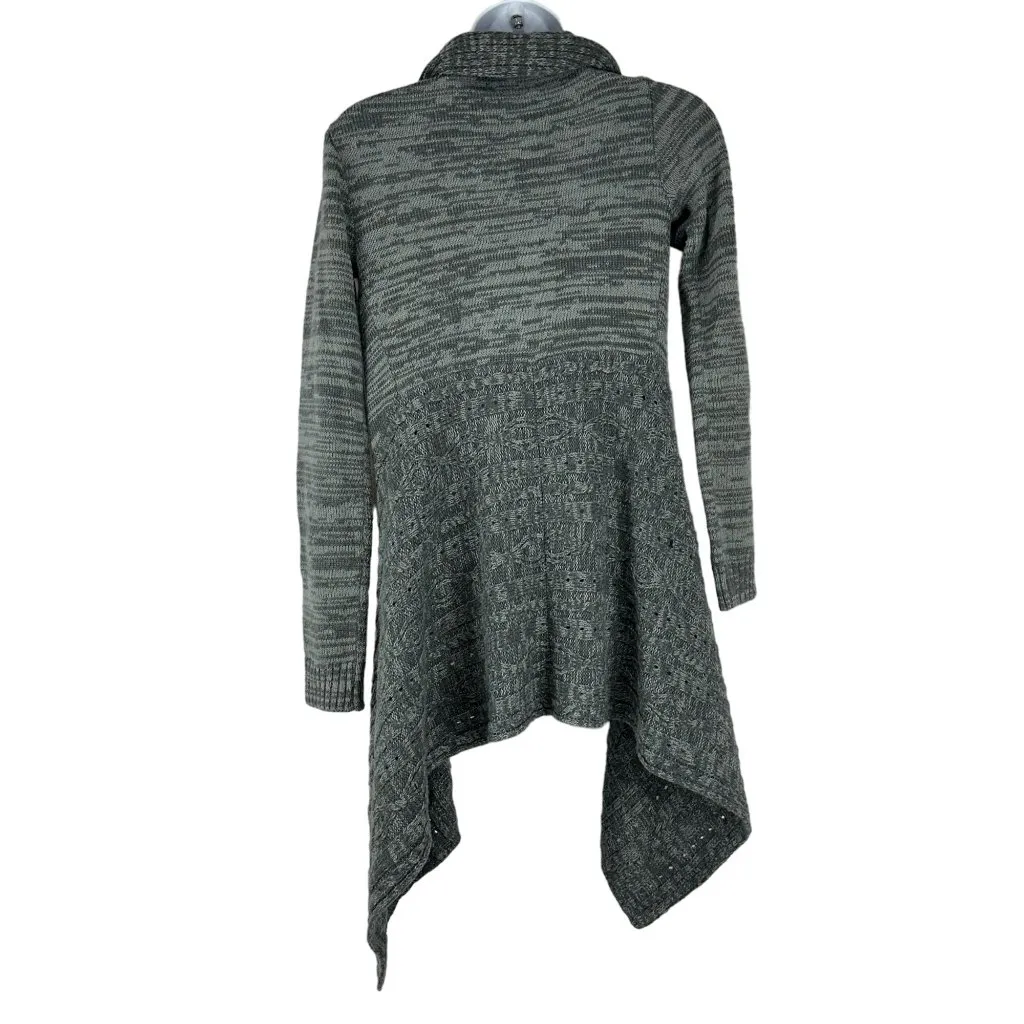 Iz Byer Womens Open Front Cardigan Sweater XS Gray Textured High Low Hem Acrylic - Image 7