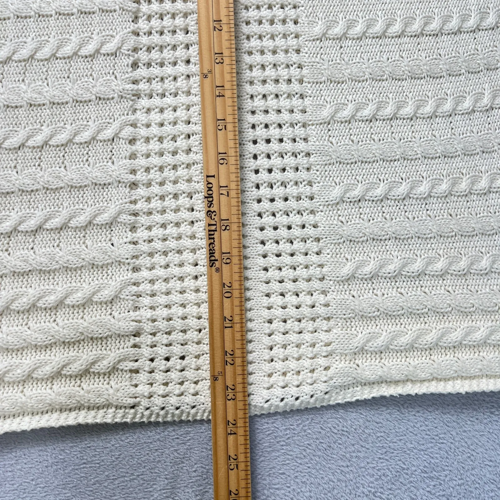 Cabi Cream Knit V Neck‎ Fringe Sleeve Sweater Women's Size M - Image 10