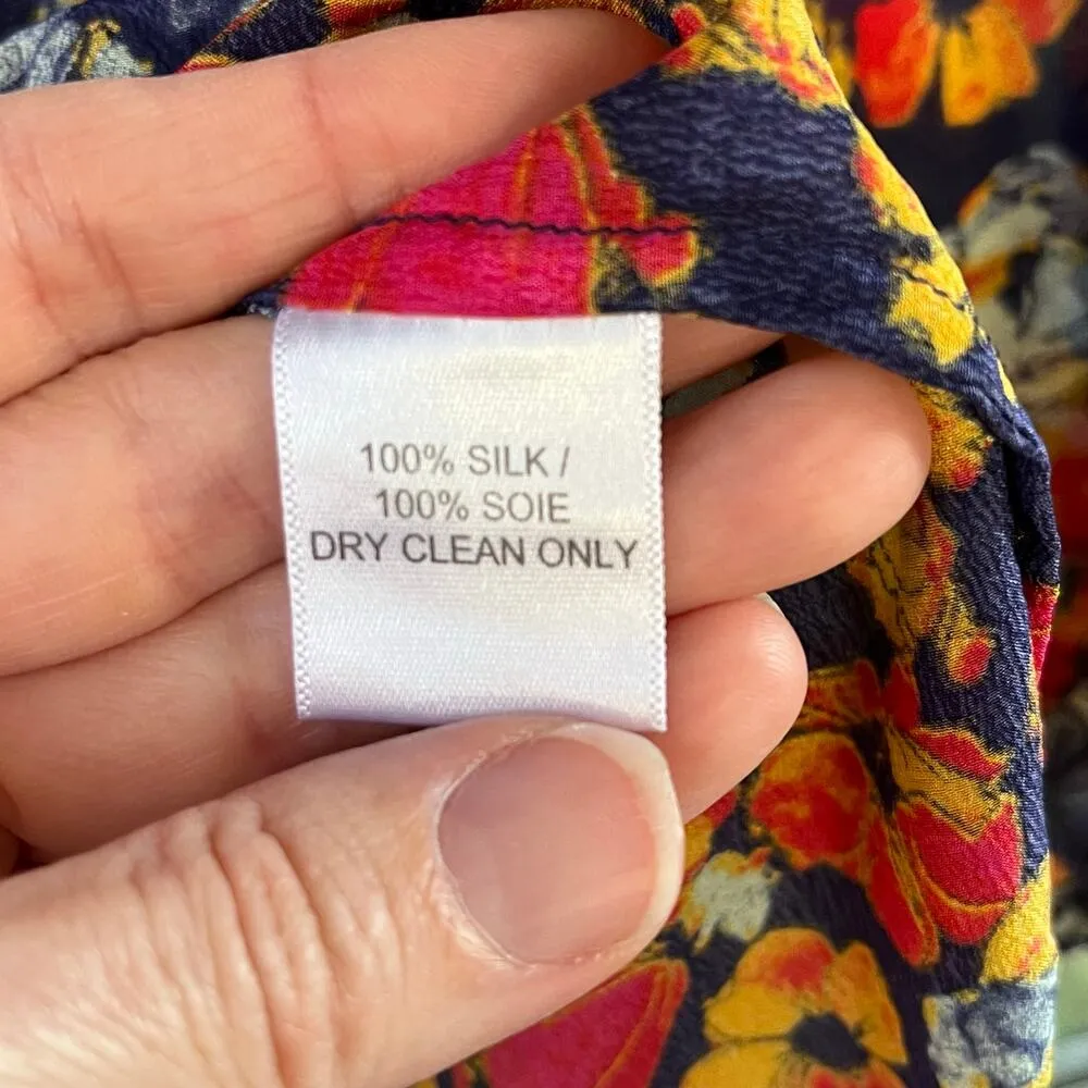 Anthropologie Porridge Colorful Floral 100% Silk Blouse Size S - Image 7