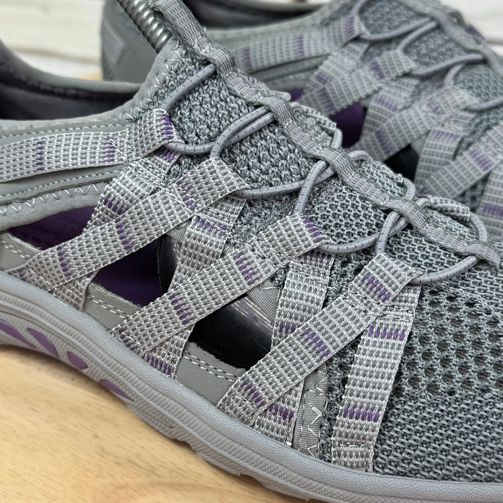 Skechers Relaxed Fit Reggae Fest Slip On Shoes Grey Womens Size 9.5 - Image 7