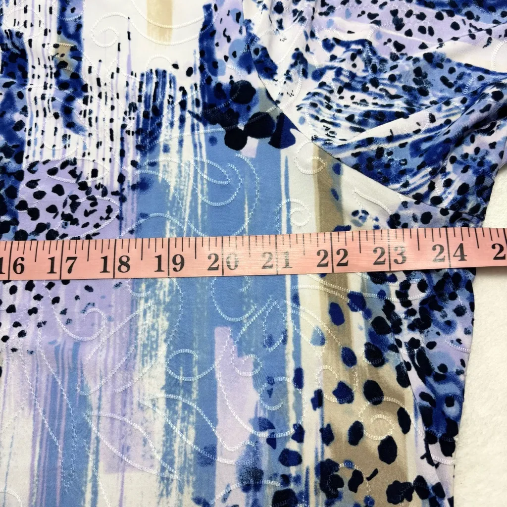 JM Collection Blue and Purple‎ Abstract Blouse Size 2X - Image 5