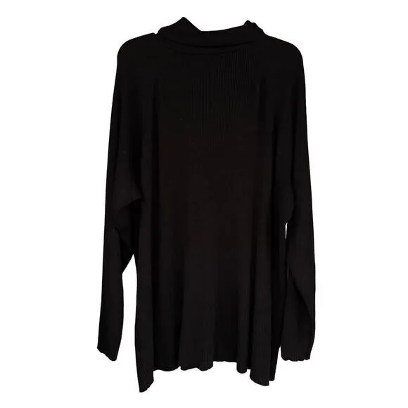 0343 Eloquii Black Ribbed‎ Neck Tie Sweater Size 2X - Image 2