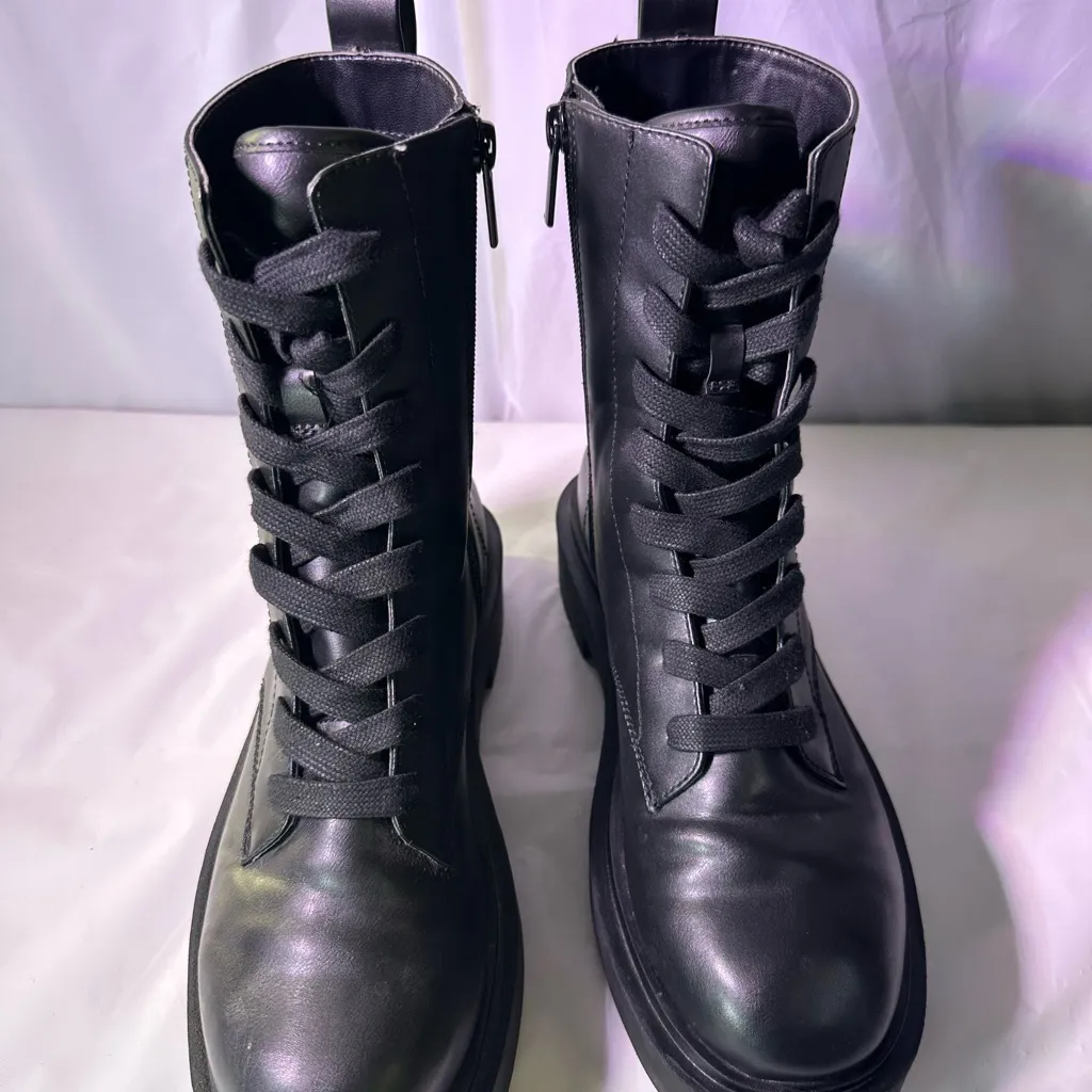 H&M Black Combat Lace-Up Boots - Image 7
