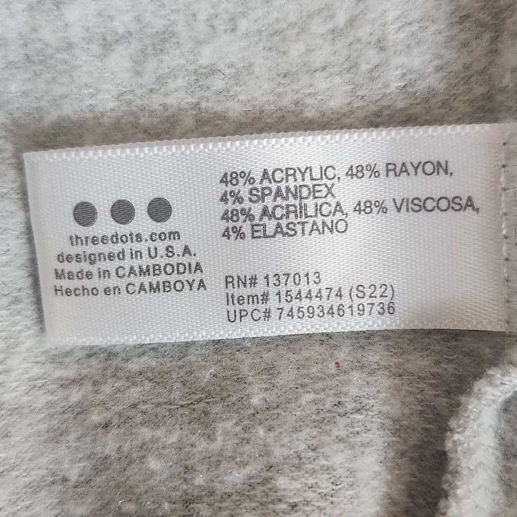 Three Dots  Gray Pullover Sweatshirt Small Gray Sweatshirt Quarter-zip Pullover - Image 7