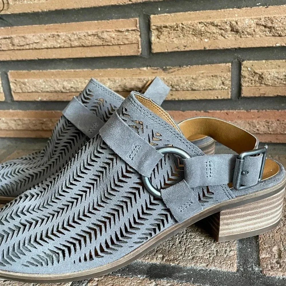 Lucky Brand Women’s Kaedey Gray Leather Pointed Toe Clog Shoes Size 7.5 - Image 3