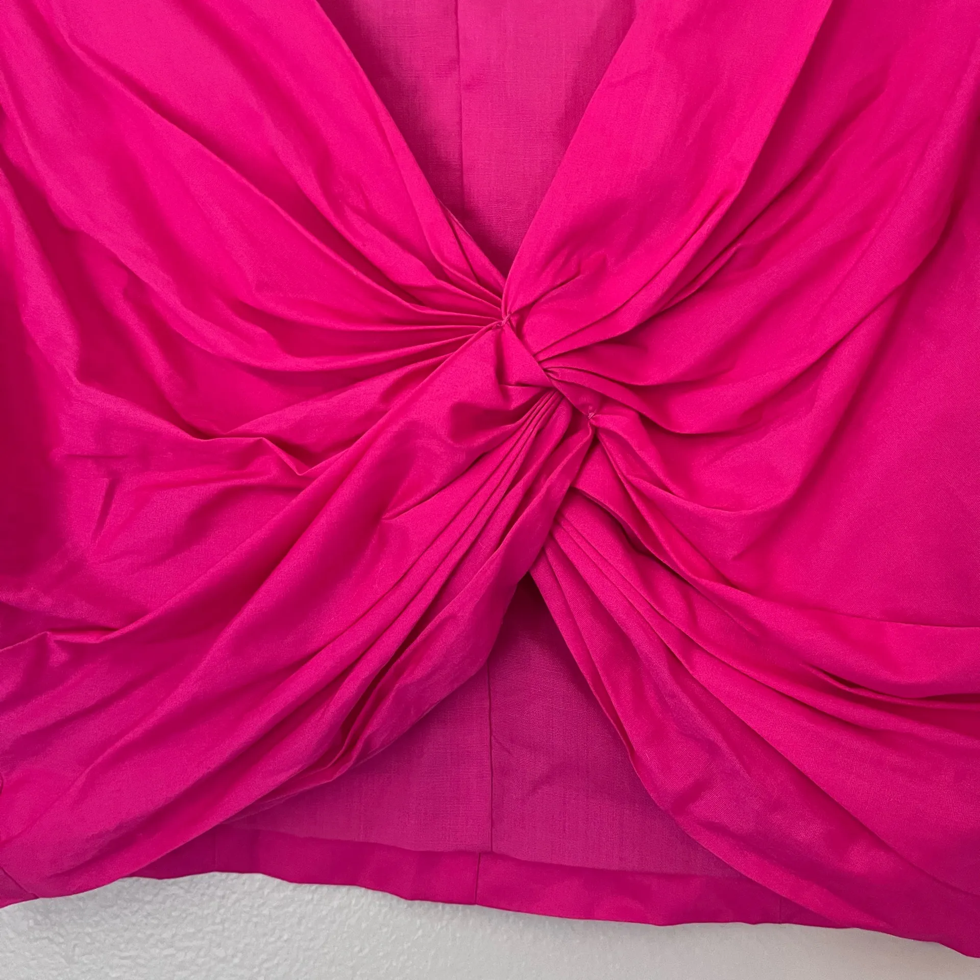 Jason Wu Twist Front Cotton Poplin Cropped Puff Sleeve Blouse Pink Small - Image 4