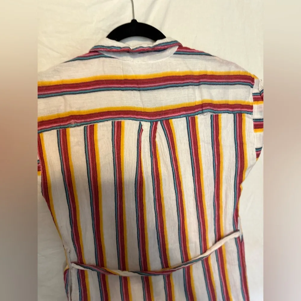 Harper Heritage women’s Striped multi color cotton button down mini dress small - Image 12
