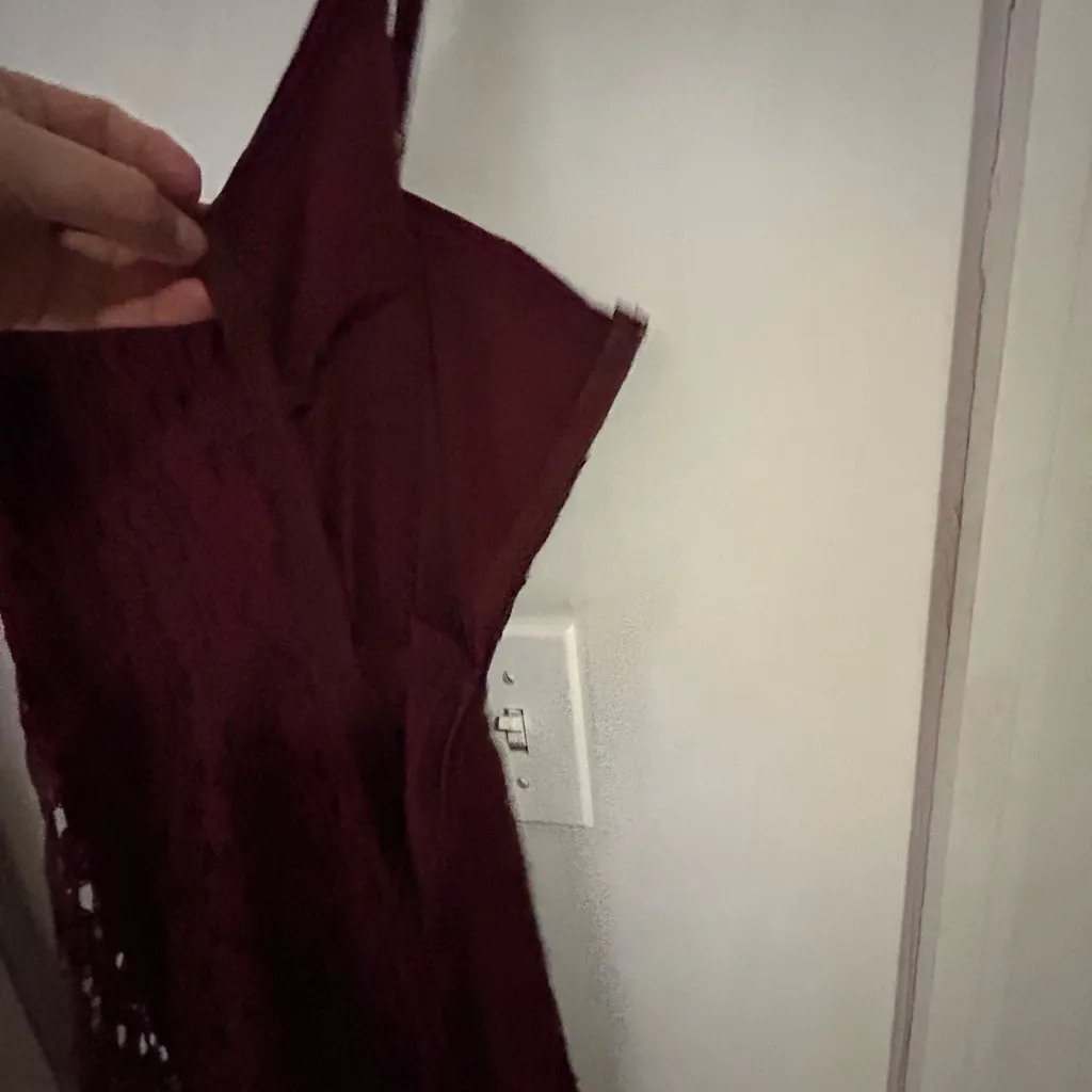 Hot Topic Burgundy Mini Dress size medium with skull overlay detail. Halloween - Image 8