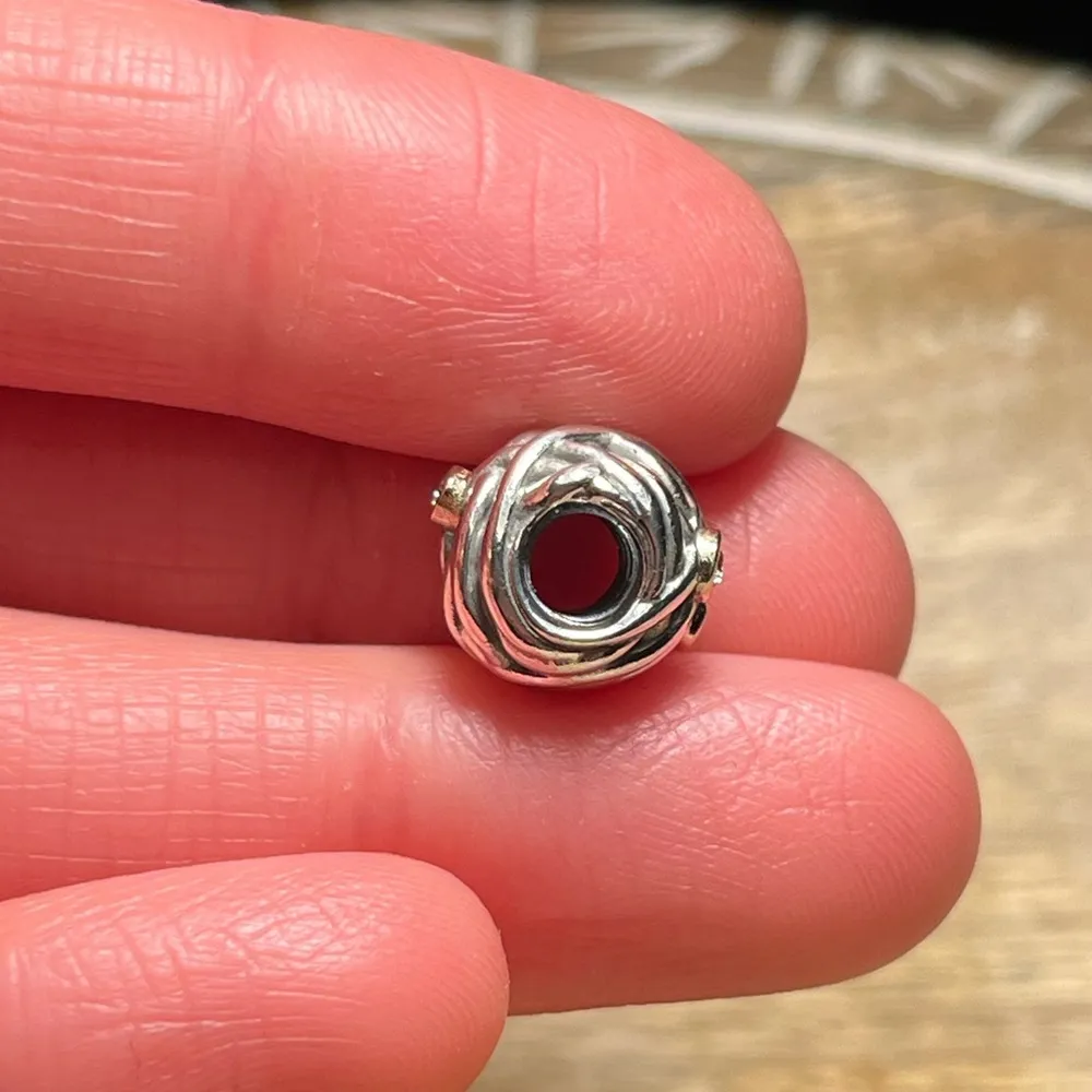 Pandora Woven Together Sterling Silver w/ 14K Gold & Diamonds Charm RETIRED - Image 16