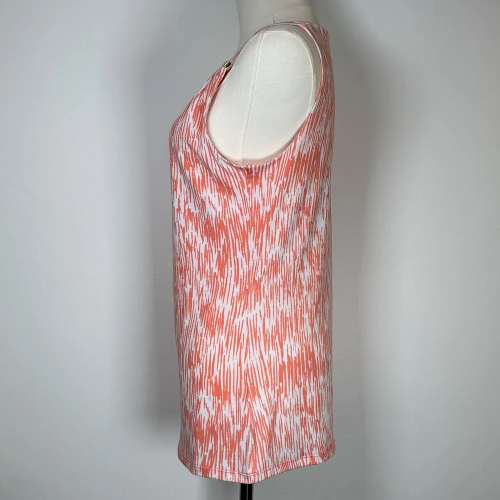 Michael Kors Strappy Tank Top Gold Metal Logo Detail Women’s Size Small Orange - Image 4