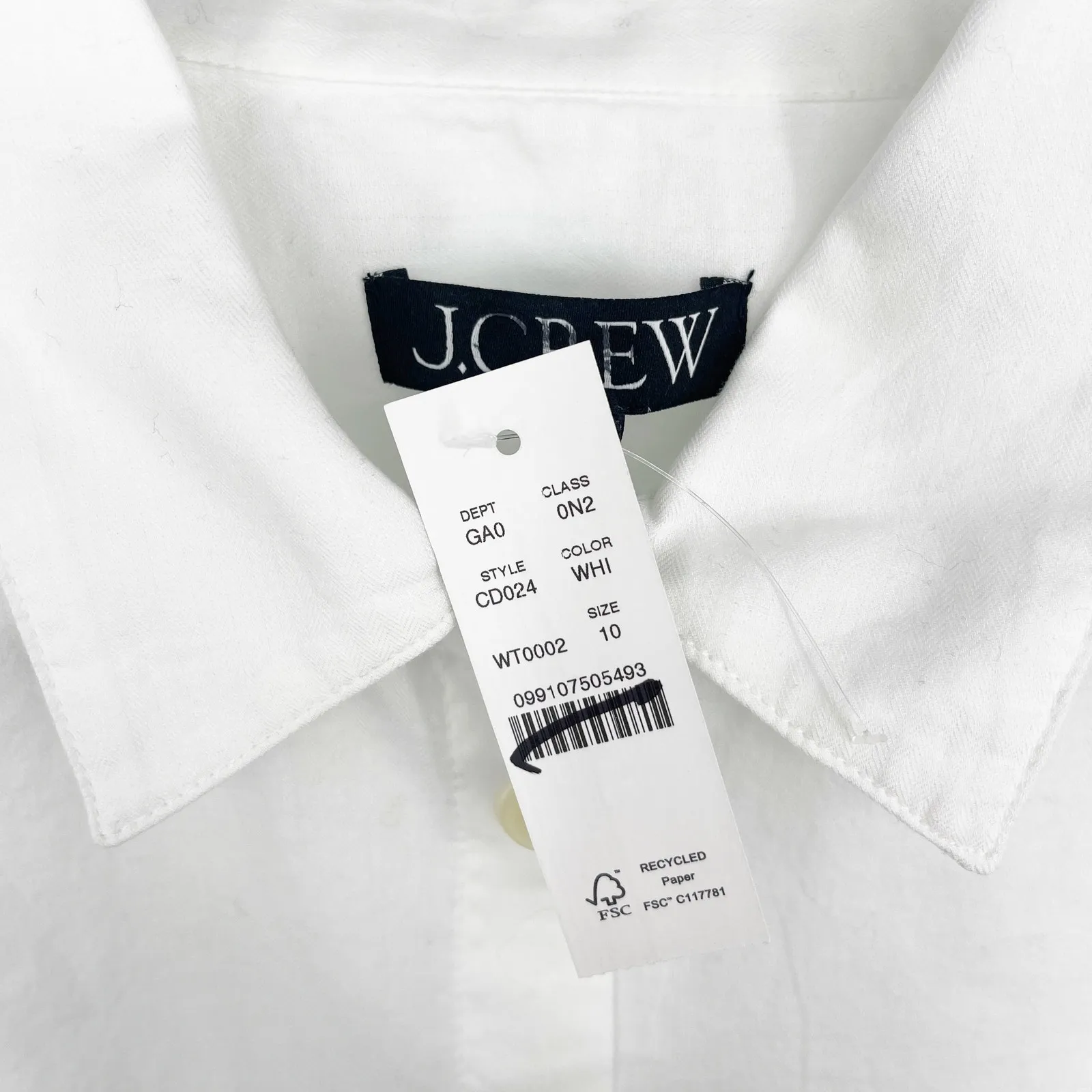 J.Crew Herringbone Twill Button-up Shirt White Sz 10 NWT Minimalist Quiet Luxury - Image 5