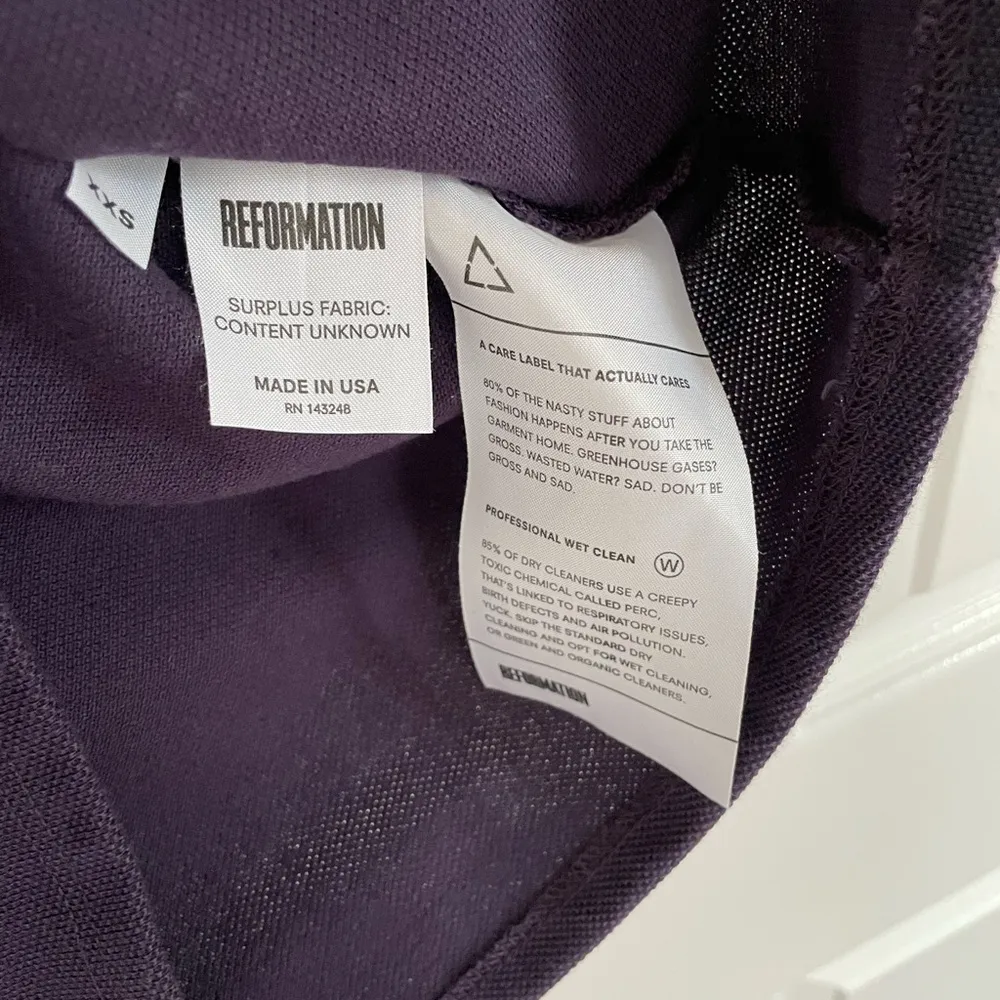Reformation Mini Dress XXS Caroline Lace Up Shirt Purple Pique Boho Y2K Festive - Image 7