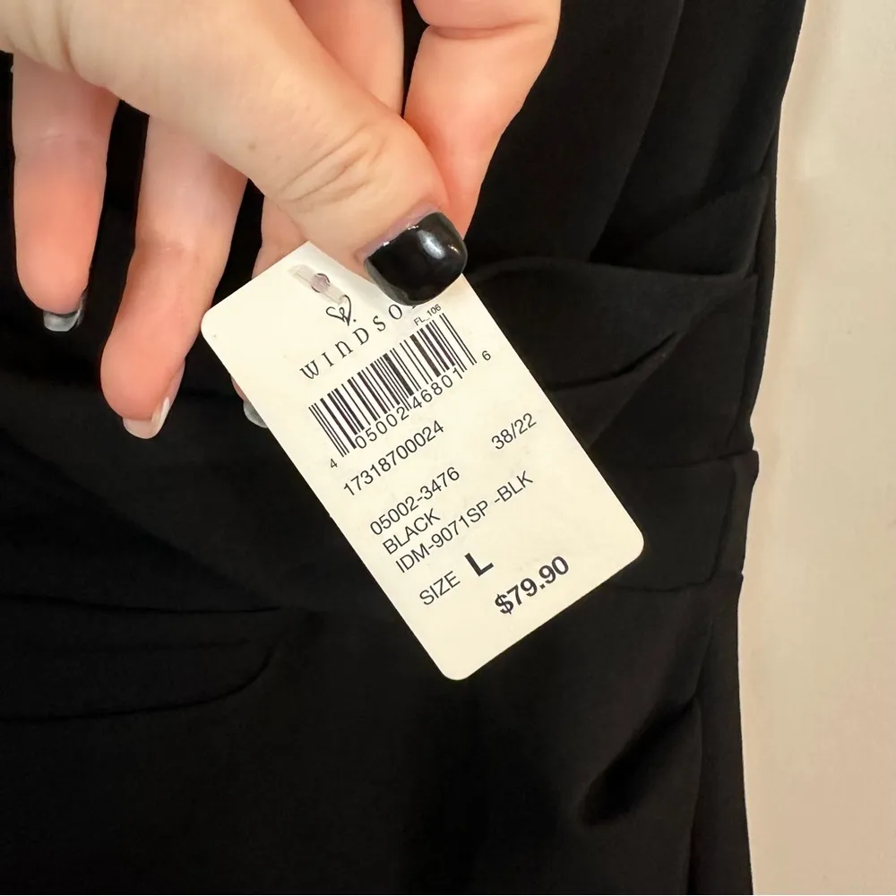 Windsor | Black Strapless Maxi Dress Gown with Sequin Peekaboo on Slit Large - Image 8