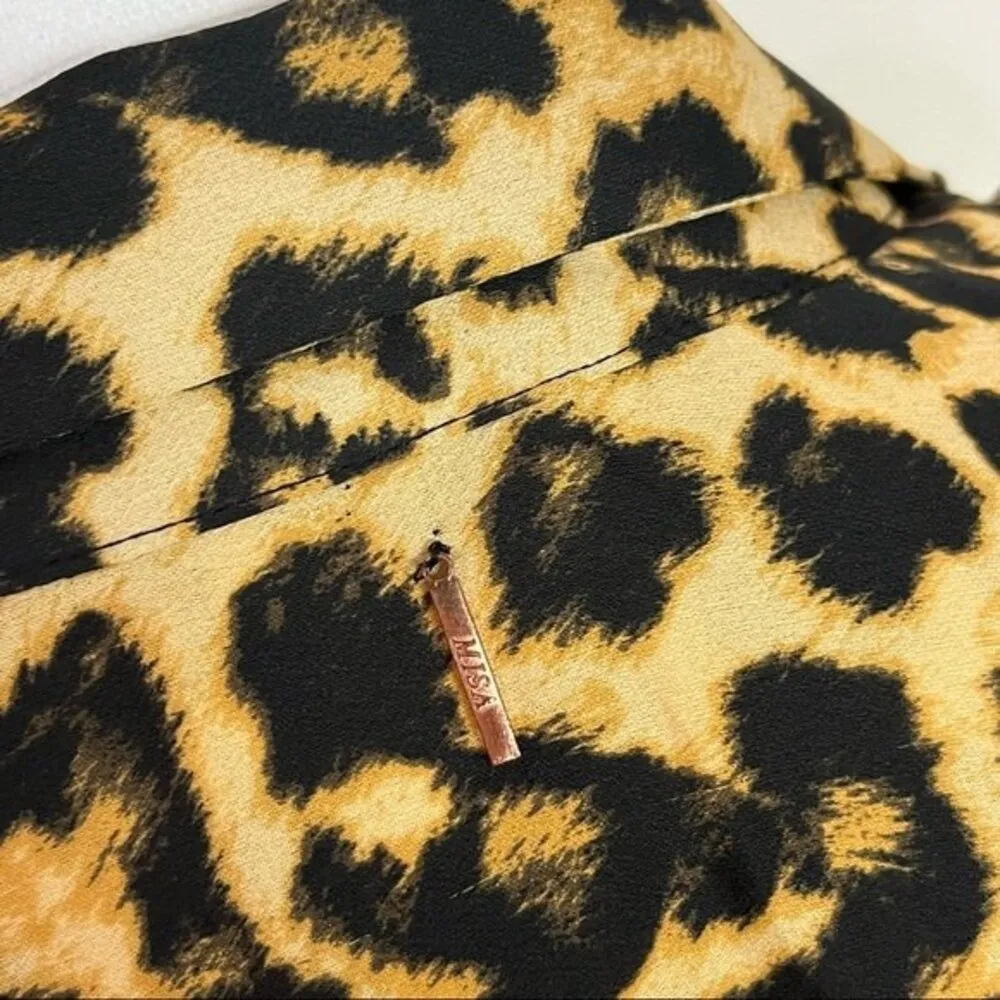 MISA Los Angeles Louise Leopard Top Animal Print Blouse Size Small Ruffle Trim - Image 8