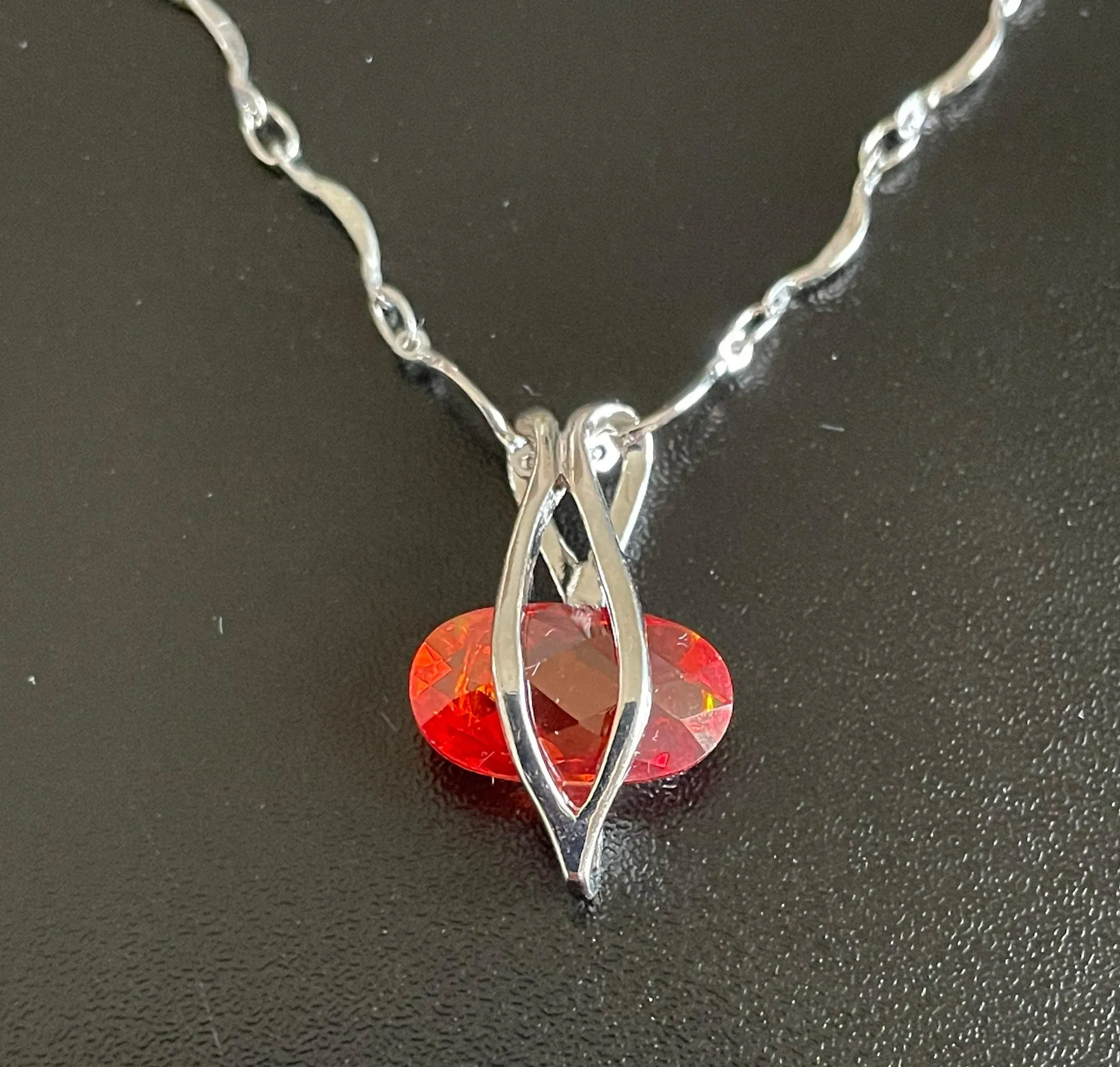 Red Crystal Sterling Silver Necklace - Image 8