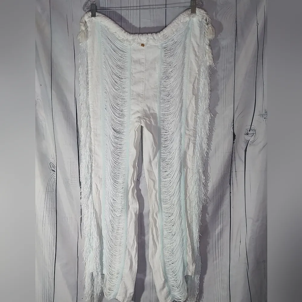 Bless White Fringe Hollowout Streetwear Beach Pants Size undefined - Image 10