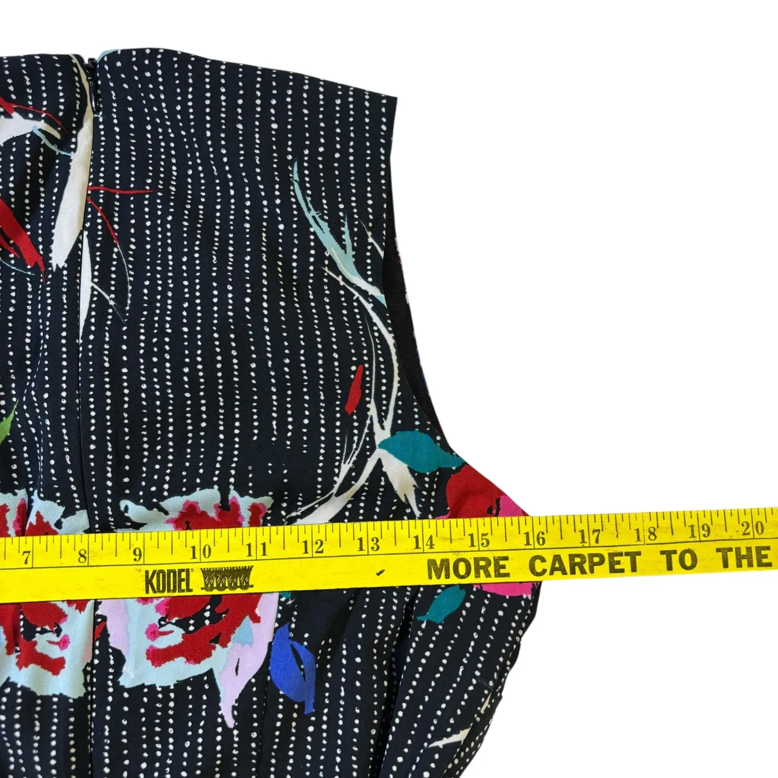 Apt‎ 9 Floral Midi Dress Black White Polka Dot Sleeveless Belted Womens Size 6 - Image 9