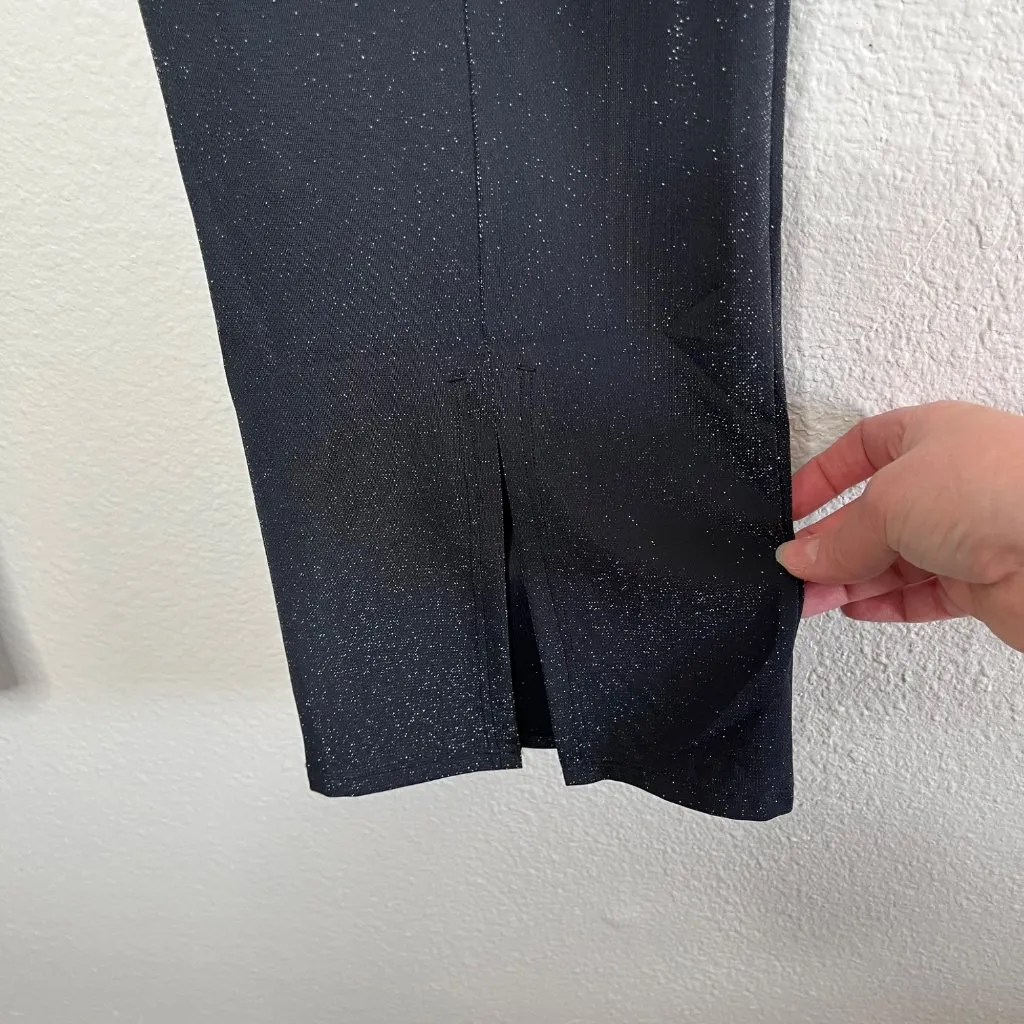 Yitty Black Sparkle Shimmer Relaxed Split Hem Activewear Leggings Medium - Image 8