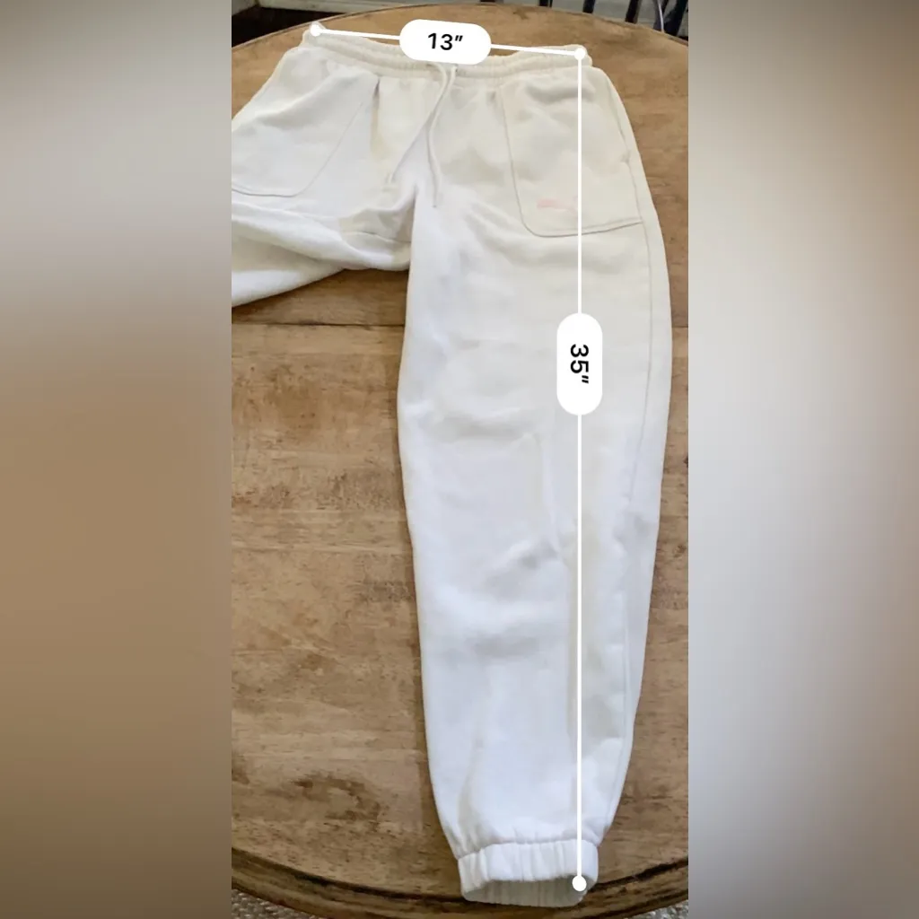 Puma Women’s Sz M Cream/Pink Ideal High-‎ Waist Logo Joggers - Image 12