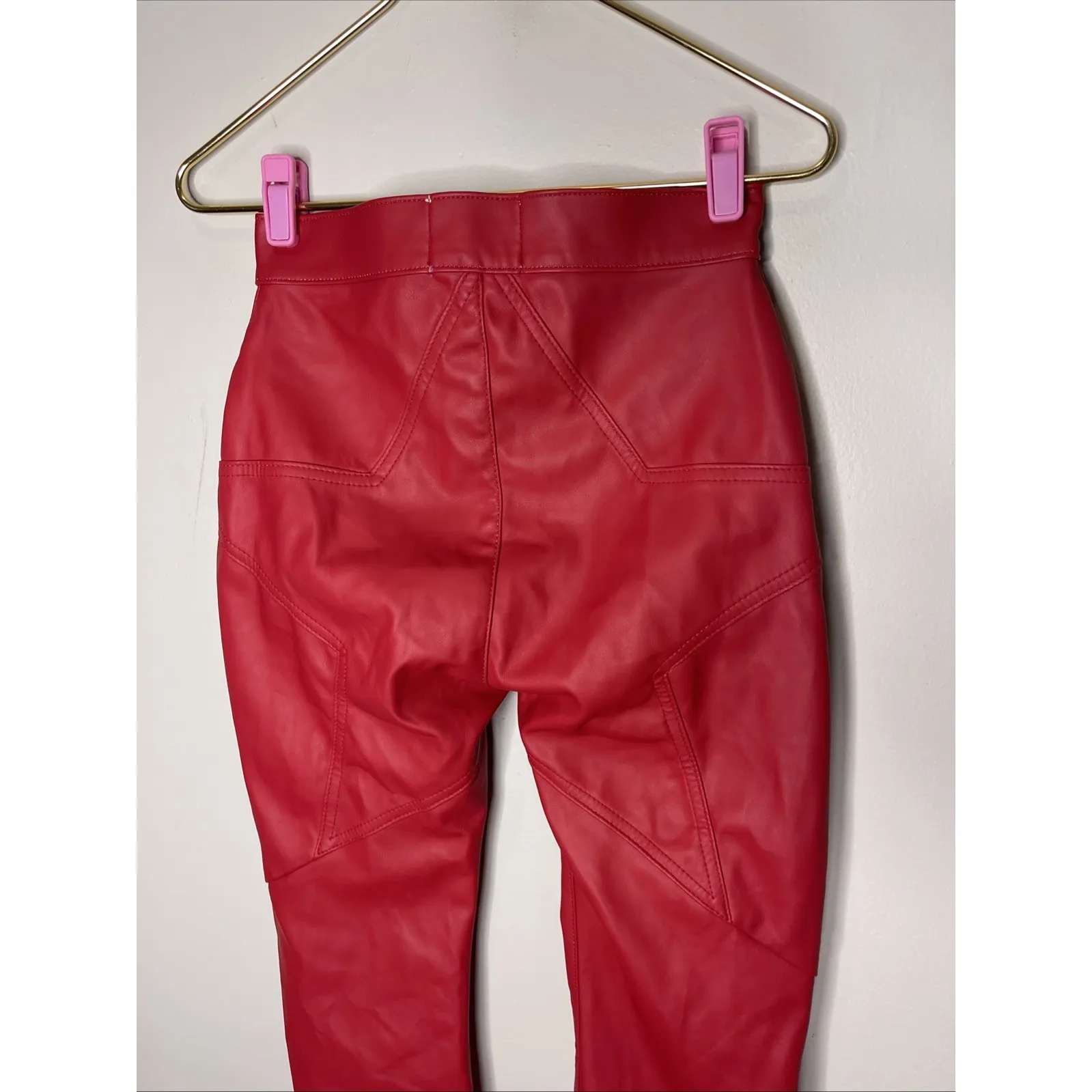 New Revice LA Venus Flare Pant Red Pleather Sz 26‎ - Image 7