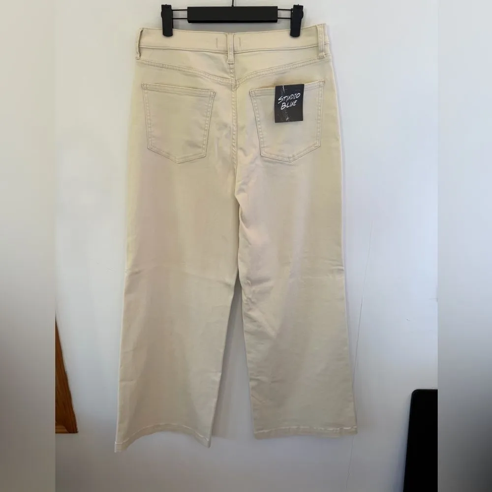 NWT STUDIO BLUE LILY SUPER HIGH RISE WIDE LEG JEANS OFF WHITE SIZE 31 - Image 7