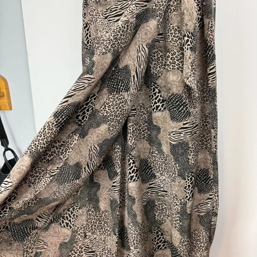 Spenser Jeremy 100% Silk Animal Print Wrap Midi Maxi Dress Sz 12 Brown - Image 10