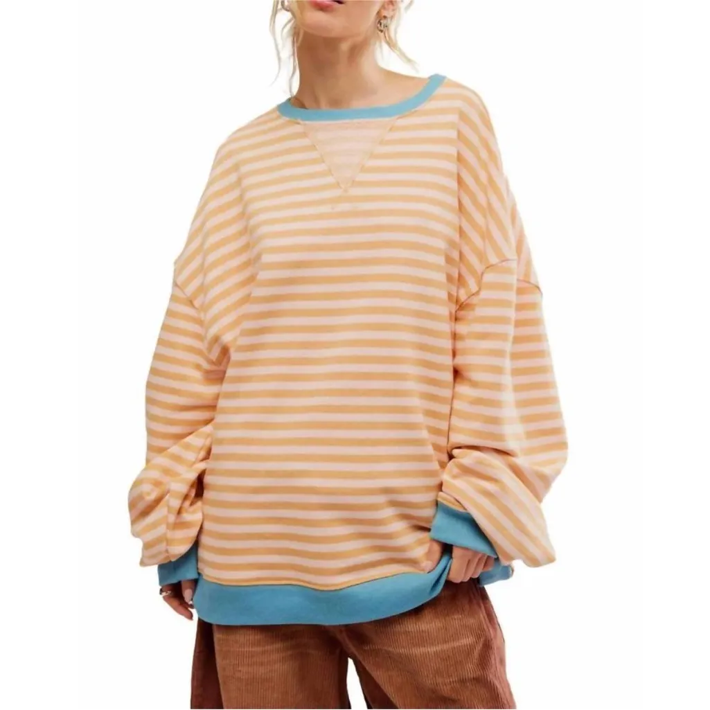 NWOT Free People We The Free Women’s Classic Striped Crew Latte Combo Sz L - Image 4