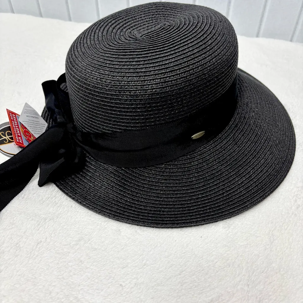 Scala  Wide edge Black Ribbon-Trimmed Sun Straw Hat,  
One Size‎  NEW - Image 8