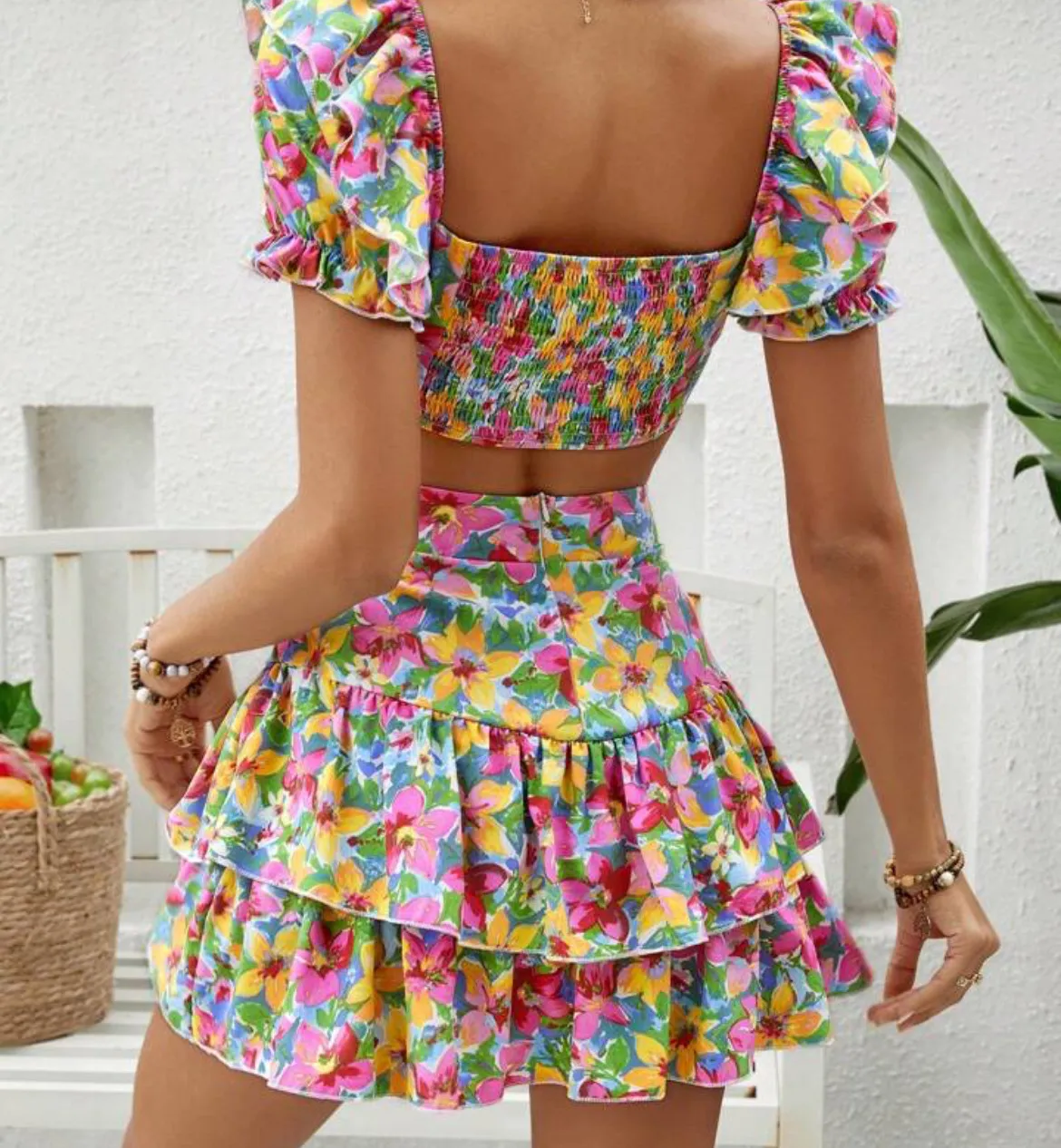 SHEIN Colorful Floral Mini Skirt Set - Image 2