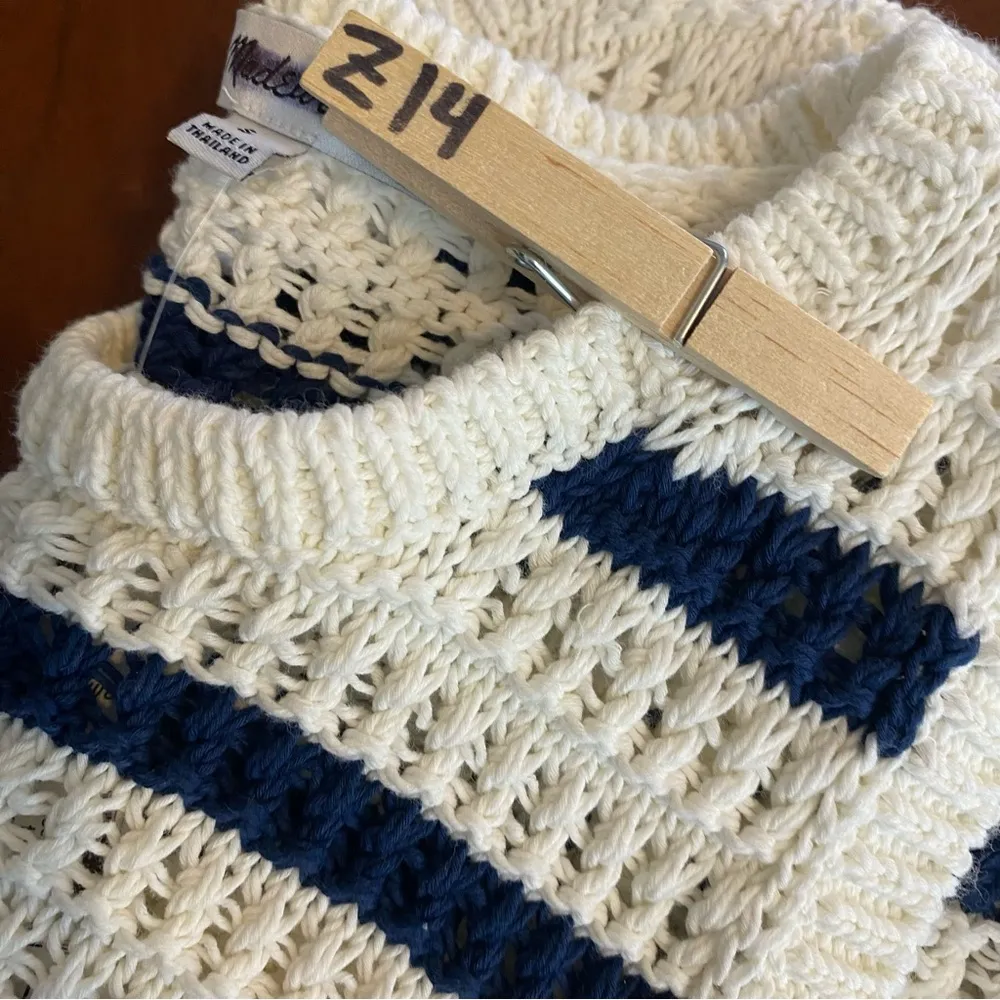 Madewell Crochet-Knit Crewneck Sweater Tank In Bright Ivory Size small NWT coast - Image 8