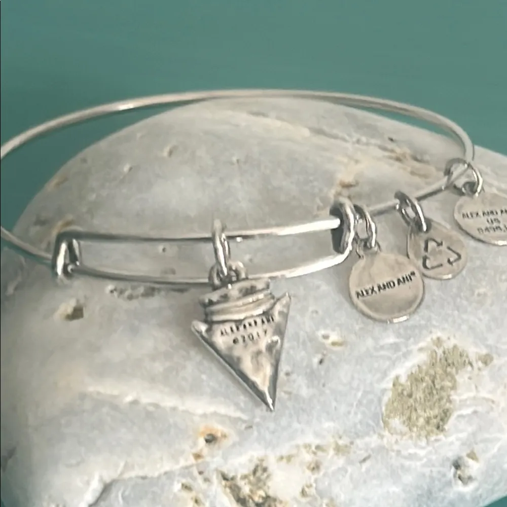 Alex and Ani Arrowhead Charm Silver Tone Expandable Bangle Bracelet - Image 6