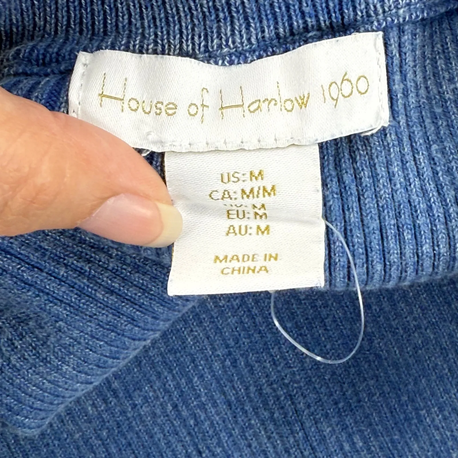 House of Harlow 1960 Ribbed‎ Knit Maxi Skirt Blue Cotton Blend Womens Medium - Image 5