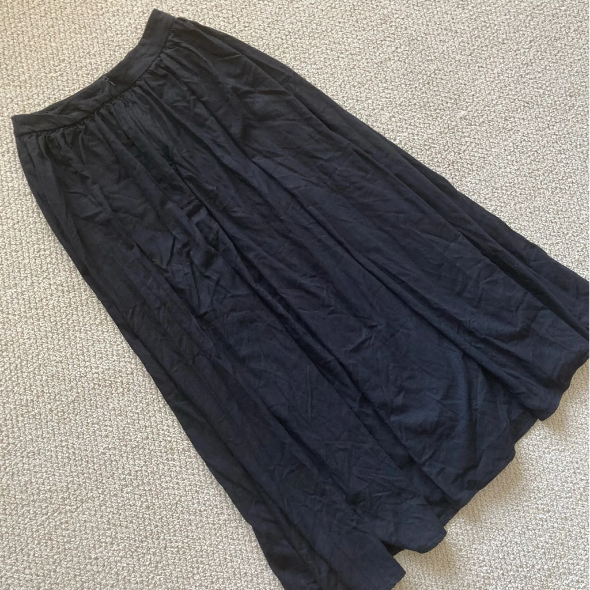 Commense Linen Pleated Maxi Skirt Black Size Small Lined Full A Line Like New - Image 10