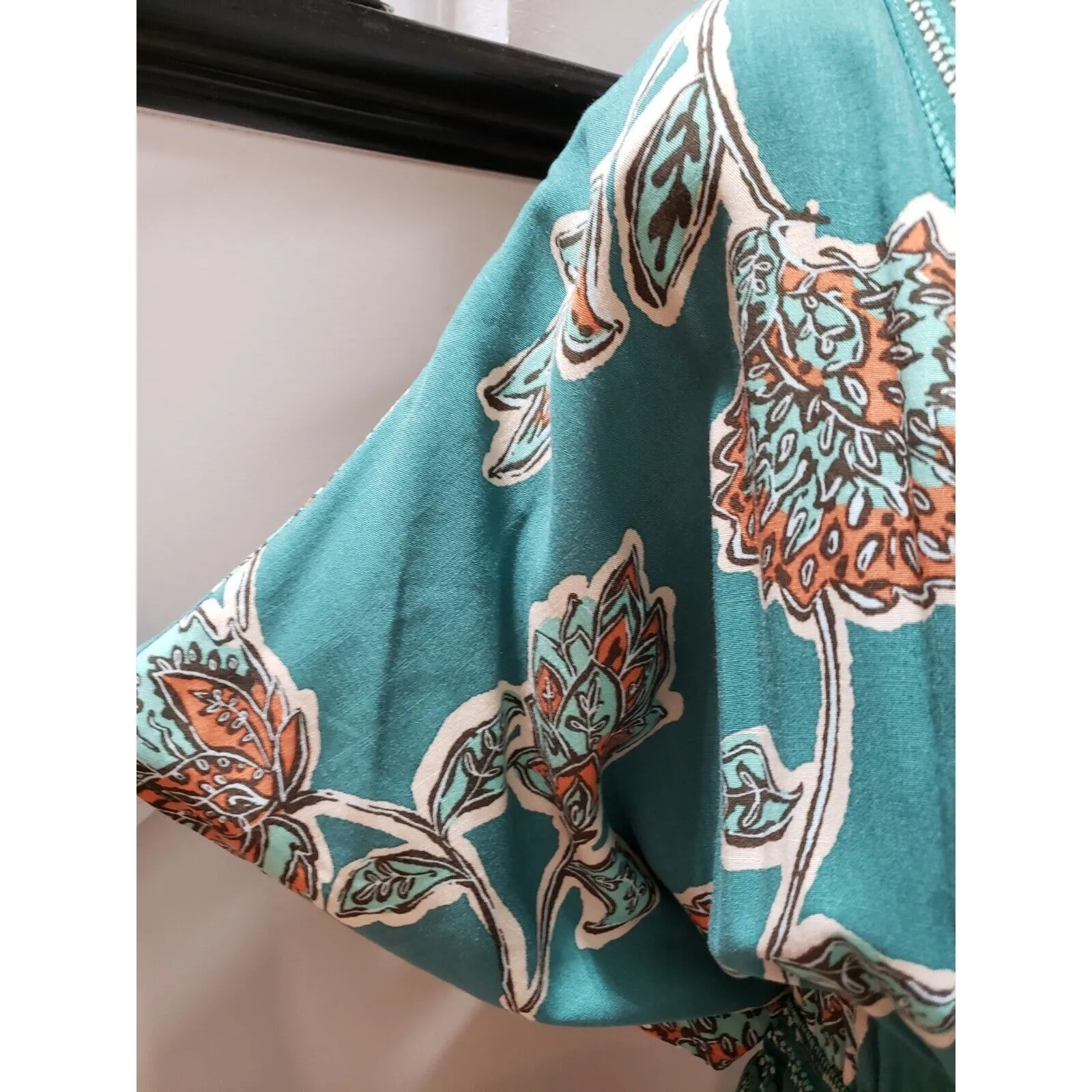 Knox Rose Women's Multi Floral Pleated V Neck Short Sleeve Long Maxi Dress Small - Image 6