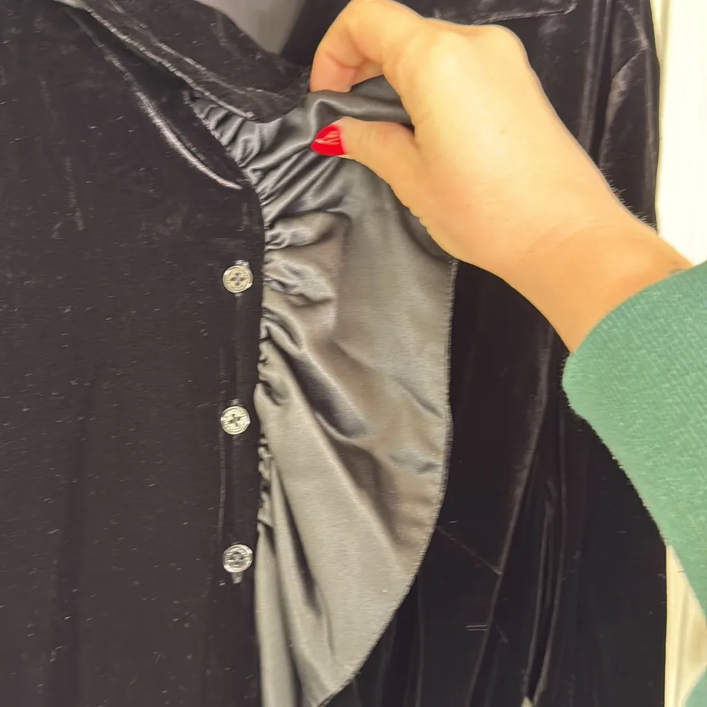 Lauren Ralph Lauren velvet ruffle tunic long sleeve blouse - Image 5