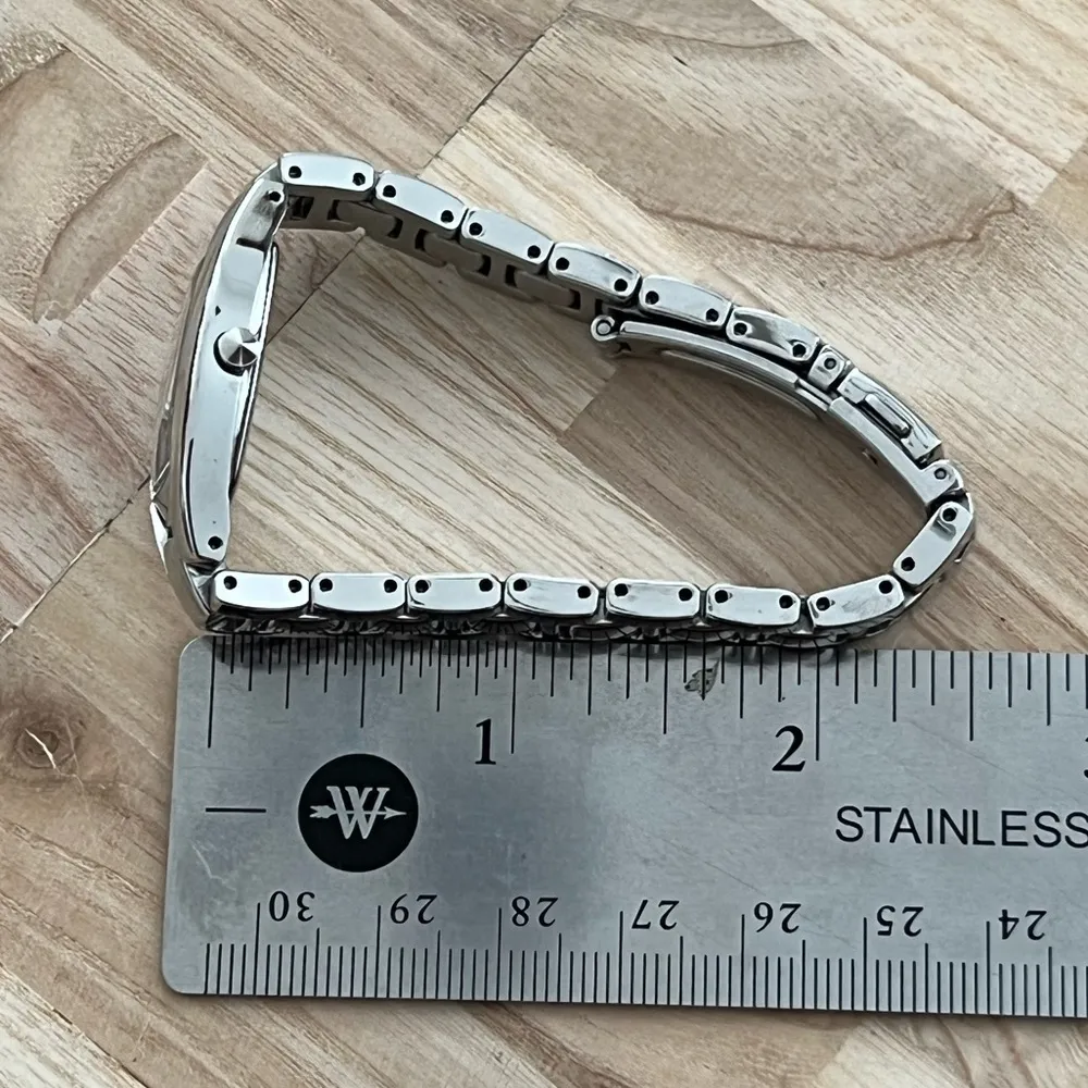 Seiko Solar Ladies Watch Stainless Bracelet Rectangular Black Dial - Image 13