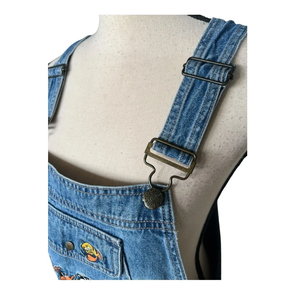 Vintage 90s Warner Bros Looney Tunes Blue Denim Overalls Relaxed Fit Size M Size M - Image 6