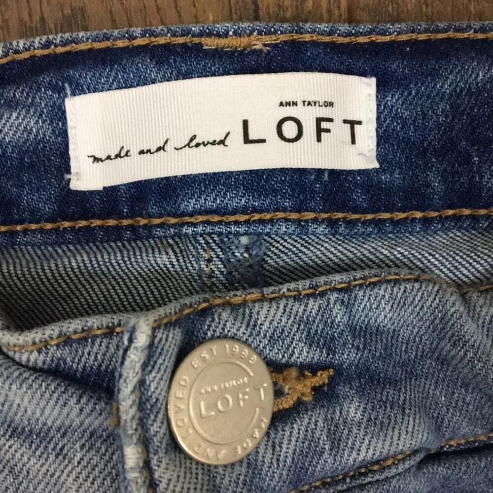 Ann Taylor Loft Straight Cropped Light Wash Jeans - Image 2