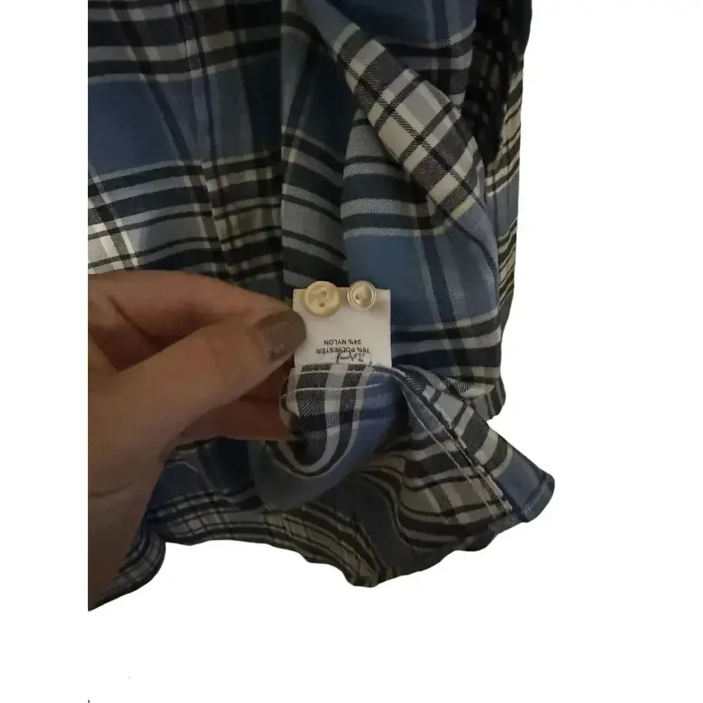 Peter Millar Women's Button‎ Up Plaid Lightweight Blue Shirt Size Medium - Image 4