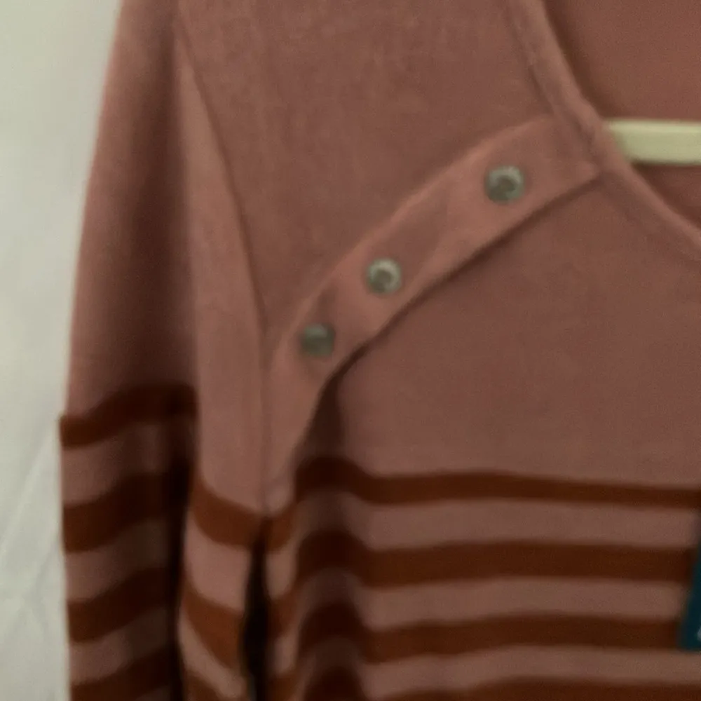 : Rose gold (pinkish) & brown striped sweater- soft- size L - Image 4