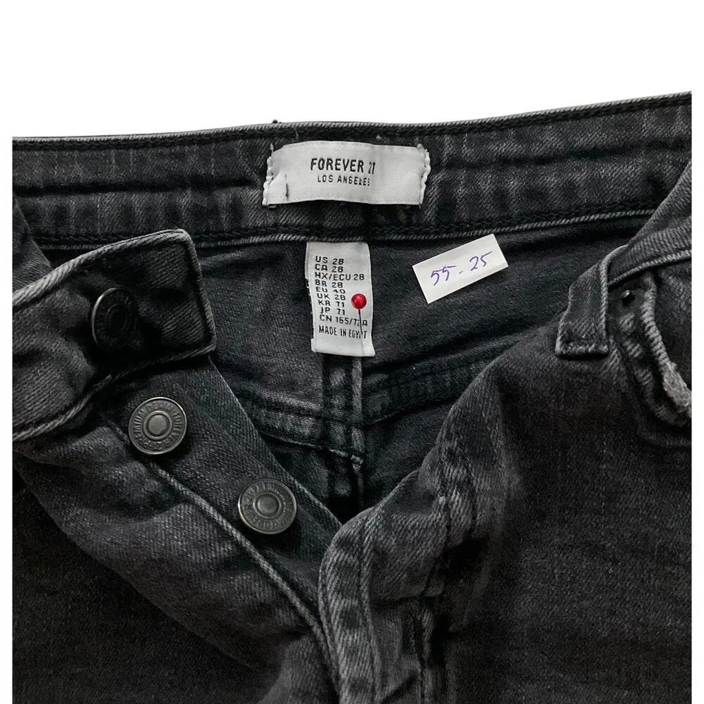 Forever 21 Black Denim Stretch High Rise Shorts Women Size 28 | 55-25 - Image 3