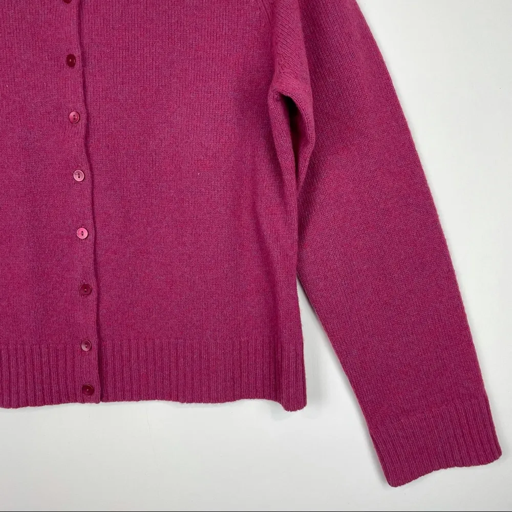 Vintage  Lambs Wool Button Front Cardigan Sweater Pink Purple - Image 2