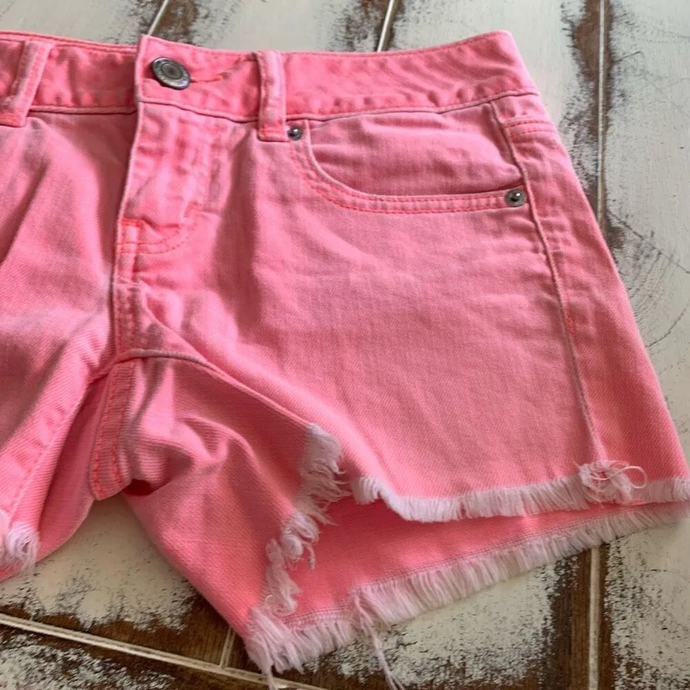 American Eagle neon denim short size 4 - Image 4