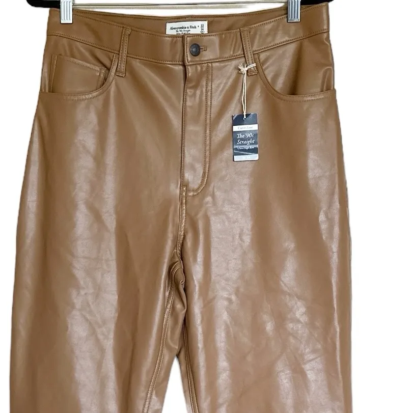 NWT Abercrombie & Fitch Vegan Leather 90s Straight Ultra High Rise Pants - Image 5