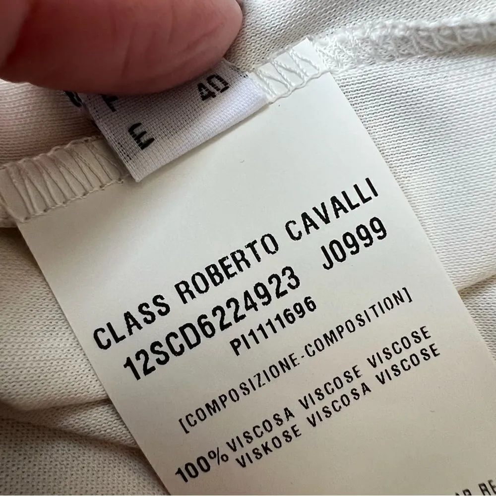 Class Roberto Cavalli Beige Cream Animal Print Dress Size 8 Leopard Short Sleeve Tan - Image 8