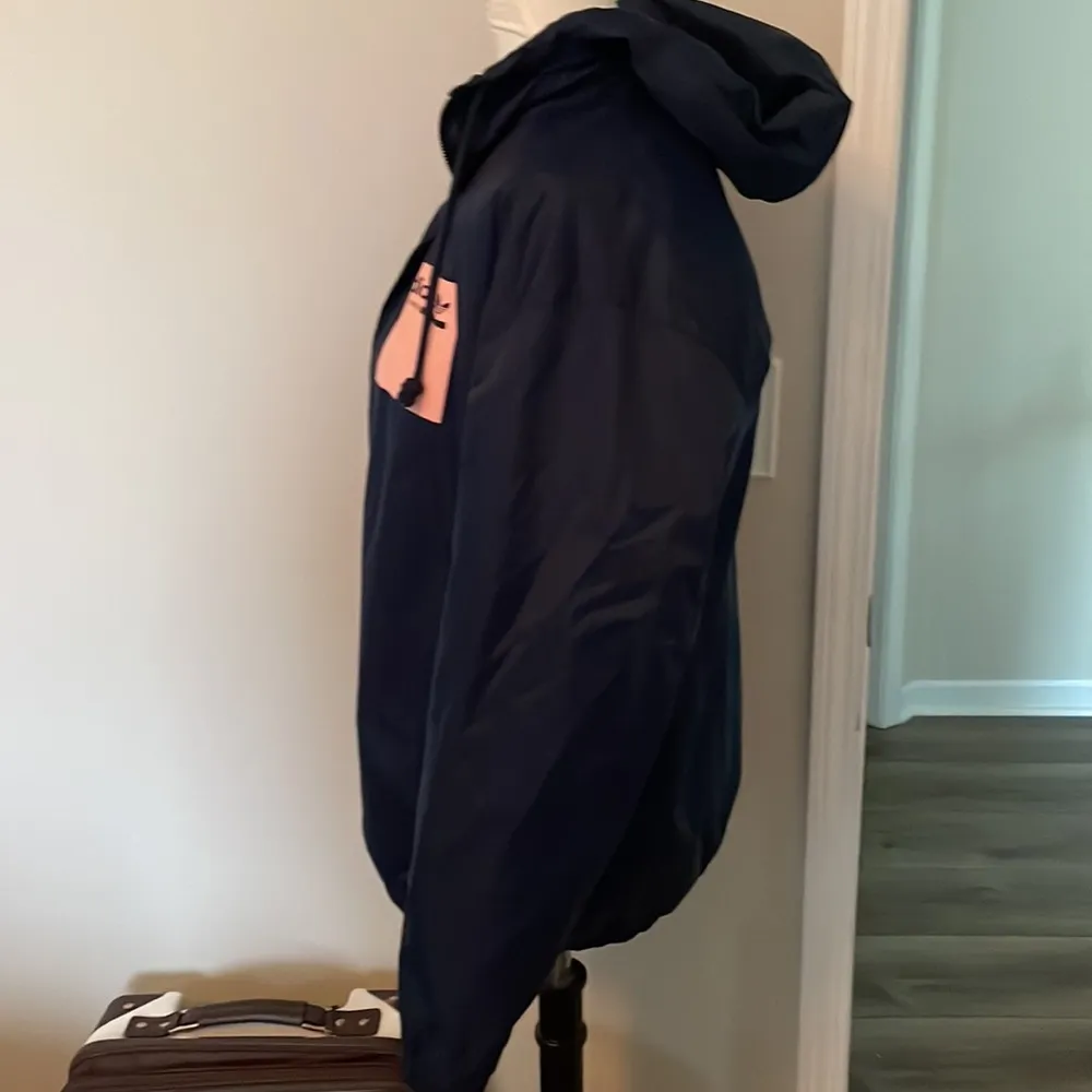 Cutest Adidas Navy Blue Hooded Zip Up Windbreaker - Image 4